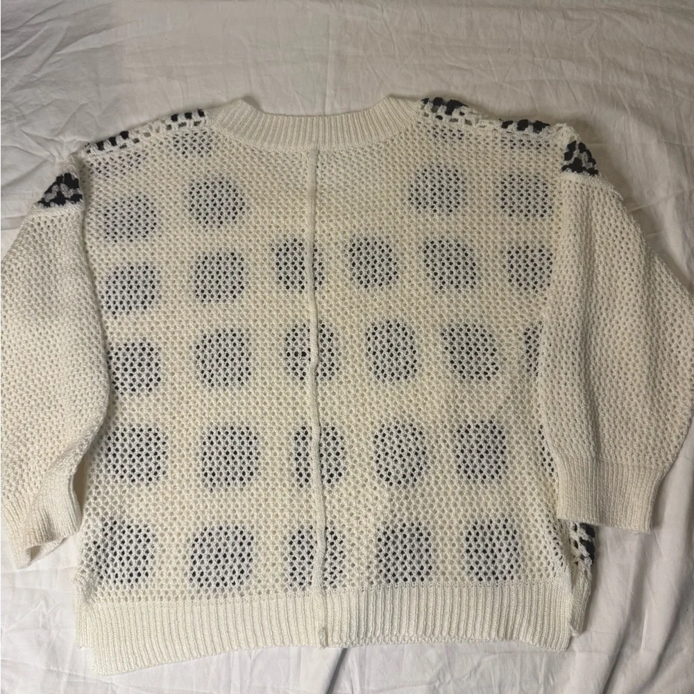 POL Black and Cream Patterned Sweater size S oversized casual y2k college core‎